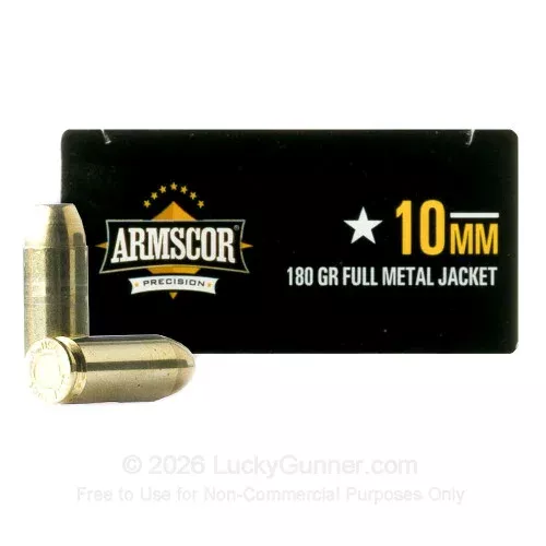 10mm Auto – 180 Grain FMJ – Armscor – 1000 Rounds
