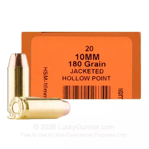 10mm Auto – 180 Grain JHP – HSM Pro Pistol – 20 Rounds