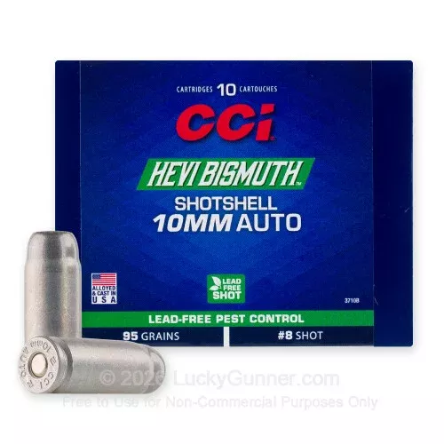 10mm Auto – 95 Grain #8 Bismuth Shot – CCI Pest Control Shotshell – 10 Rounds
