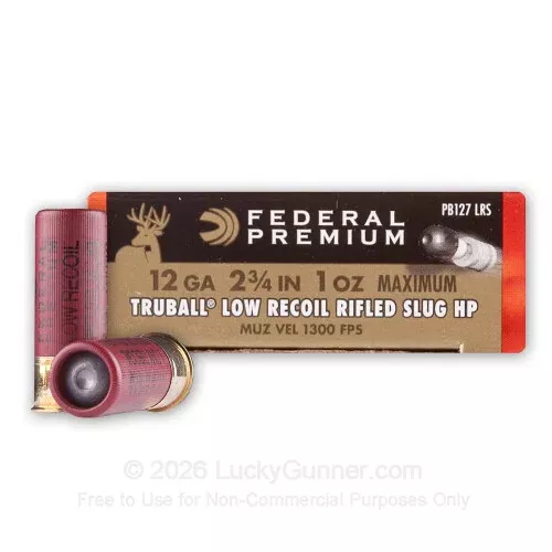 12 ga – 2-3/4″ 1 Oz. Truball HP Rifled Slug – Low Recoil – Federal Premium – 250 Rounds