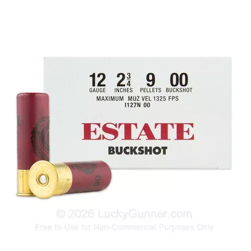 12 Gauge – 2 3/4″ – 00 Buckshot – Estate – 25 Rounds