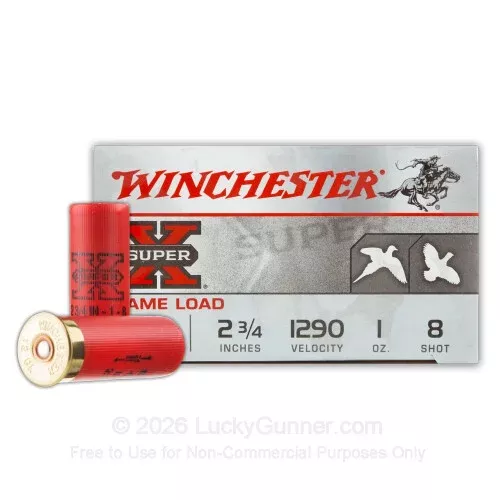 12 Gauge – 2-3/4″ 1 oz. #8 Shot – Winchester Super-X Game Loads – 250 Rounds