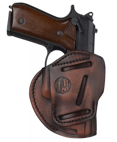 1791 Gunleather 3WH6VTGA 3-WayIWB/OWB Size 06 Vintage Leather Belt Loop Fits Beretta 92 Fits Walther PPQ Fits Sig P320 Ambidextrous Hand