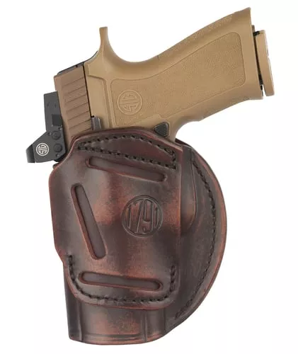 1791 Gunleather 4WH6VTGR 4-WayIWB/OWB Size 06 Vintage Leather Belt Clip Compatible w/Glock 21/Walther PDP Right Hand