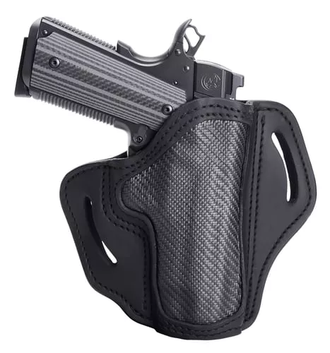 1791 Gunleather CFBH1SBLR BH1OWB 01 Stealth Black Leather with Carbon Fiber Belt Slide Right Hand