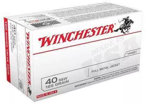 40 S&W 100 Rounds Ammunition Winchester 165 Grain Full Metal Jacket