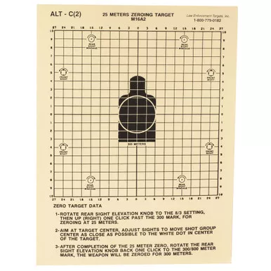 Action Target Action Target M16A2 Zeroing Target - 25 Meters, 100 Pack for Law Enforcement and Shooting Ranges