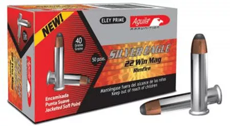 Aguila 1B222400 Silver Eagle High Velocity 22 WMR 40 gr 1875 fps Semi-Jacketed Soft Point (SJSP) 50 Bx/20 Cs