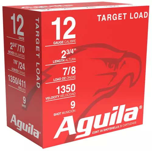 Aguila 1CHB1254 Target Load12Gauge 2.75" 7/8oz 9Shot 25 Per Box/10 Case
