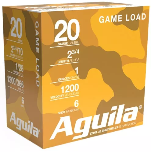 Aguila 1CHB2006 Game Load20Gauge 2.75" 1oz 6Shot 25 Per Box/10 Case