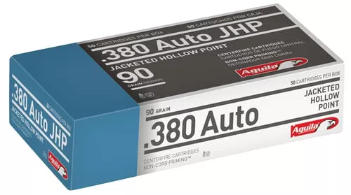 Aguila 1E802112 Personal Defense Handgun 380 ACP 90 gr Jacketed Hollow Point (JHP) 50 Per Box/ 10 Cs