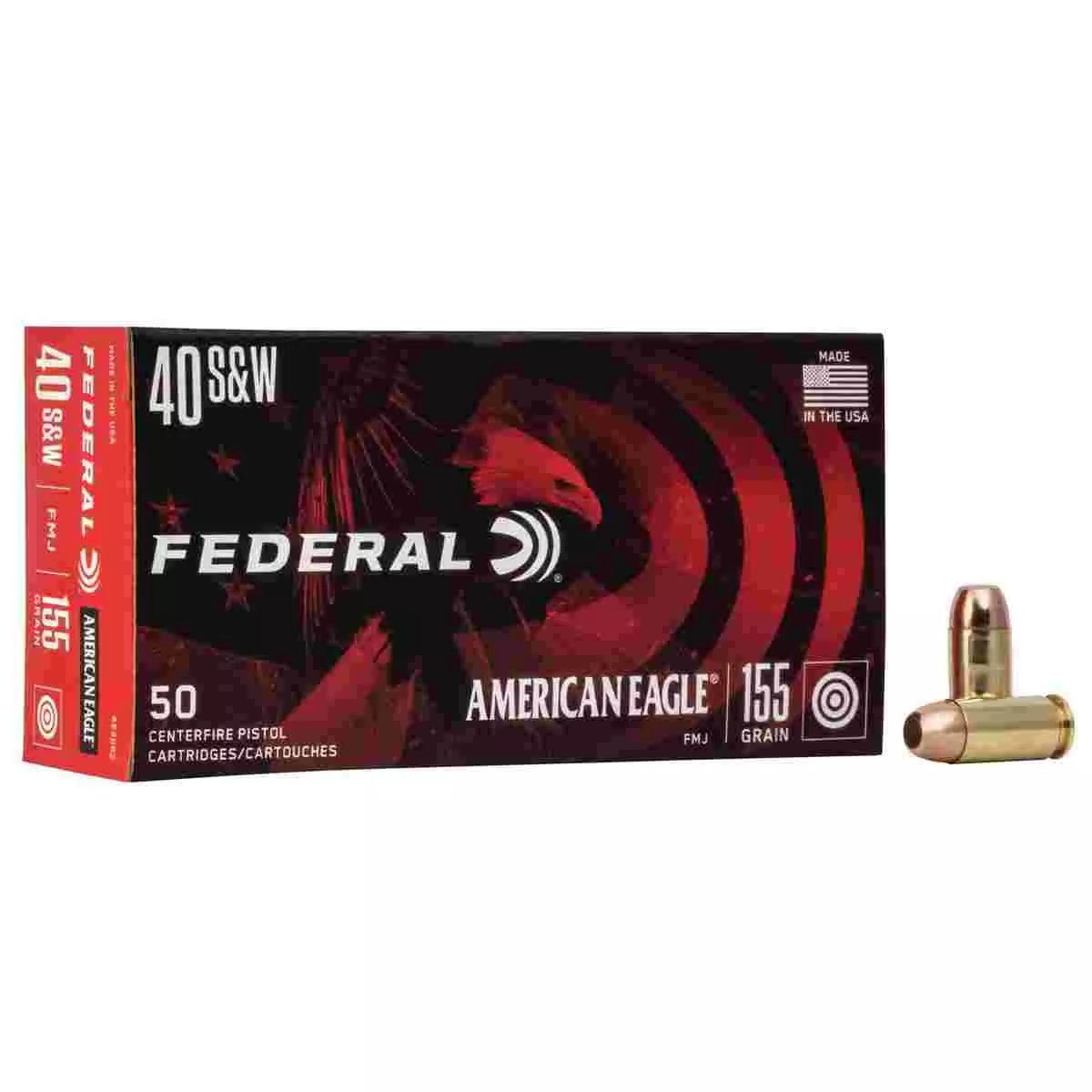 American Eagle Handgun Ammunition .40 S&W 155 gr FMJ 1160 fps 50/ct