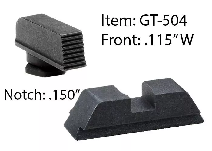 Ameriglo Defoor Performance Black Sight Set for Glock 17-39 / Front Width .115″ / Rear Notch .150″