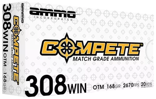 Ammo Inc 308168BTHPA20 Compete308Win 168gr Boat Tail Hollow Point 20 Per Box/10 Case