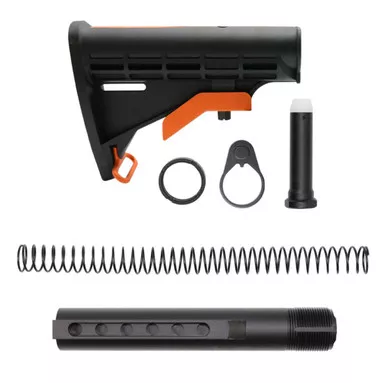 AR-15 .223/5.56 Collapsible Carbine Stock - Cerakote GRADIENT HUNTER ORANGE W/ 6-Position Buffer Tube Kit - Mil-Spec