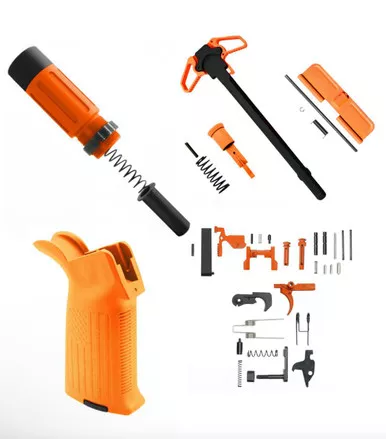 AR-15 3.5" Short Buffer System Combo - A2 Flag Grip - Upper Parts Kit - Lower Parts Kit - Cerakote Orange