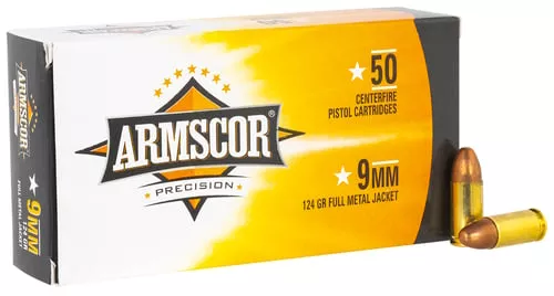 Armscor 50041PH Precision9mmLuger 124gr Full Metal Jacket 50 Per Box/20 Case
