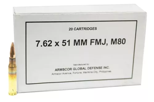 Armscor 50319 Rifle M80 7.62x51mmNATO 147gr Full Metal Jacket 20 Per Box/10 Case