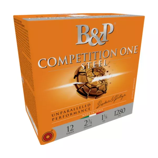 B&P Competition One Steel Shot Shotshells 12 ga. 2-3/4″ 1-1/8 oz 1280 fps #7.5 25/ct