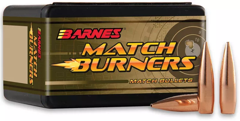 Barnes Bullets 32050 Match Burners 22Cal 77gr Match Burners Boat Tail 100 Per Box/10 Case