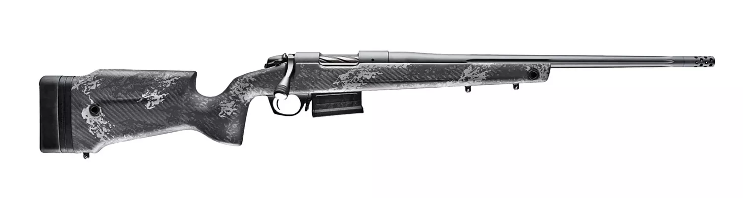 Bergara Rifles B14S7515 B-14 Crest 25 Creedmoor 5+1 20″ Sniper Gray Cerakote Fluted Threaded Barrel & Steel Drilled & Tapped Receiver, Fixed Carbon Fiber w/Black & Gray Sponge Accents Stock, Right Han