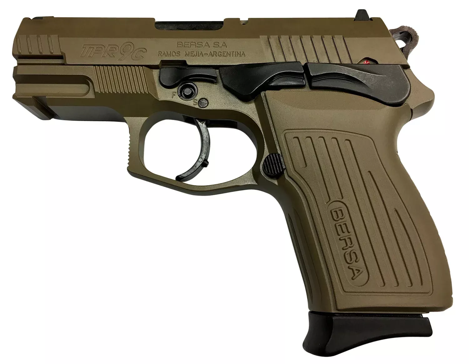 Bersa TPR9CFDE TPRCSports South Exclusive 9mm Luger 13+1, 3.50" Black Steel Barrel, Flat Dark Earth Serrated Steel Slide & Aluminum Frame w/Picatinny Rail, Ambidextrous
