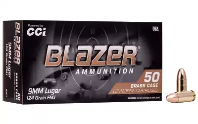 Blazer 9mm 124gr FMJ Brass 50 Round Box