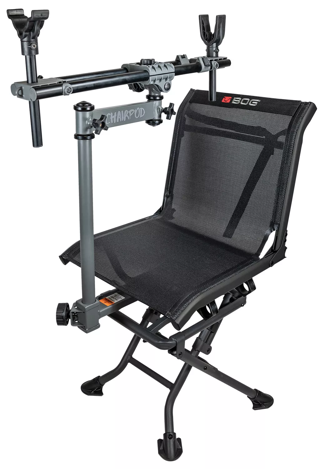 Bog-Pod 1100475 ChairPodChair with Rotating Gun Mount, 4 Legs, Black, Aluminum Frame, 41″ Max Height