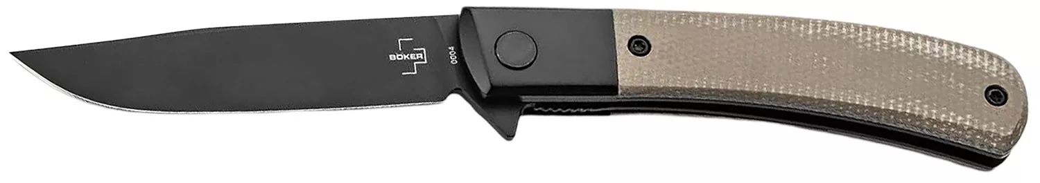 Boker 01BO931Modern Gentleman 2.95″ Plain Black Nitro-V Blade Green Micarta Handle