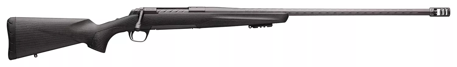Browning 035543299 X-Bolt Pro Long Range 6.8 Western 3+1 26" Skip Fluted Heavy Barrel, Recoil Hawg Muzzle Brake, Spiral Fluted Bolt, Carbon Gray Elite Cerakote, Natural Carbon Fiber Stock