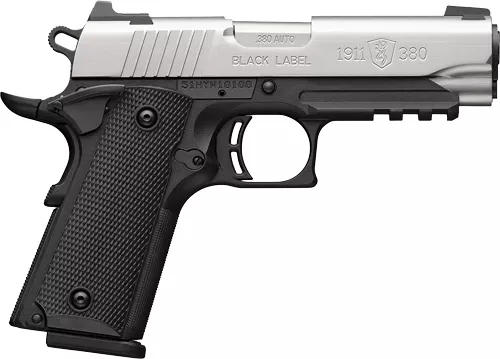 BROWNING 1911-380 SS 380ACP – 3.58″COMP 8RD BLK/SS W/RAIL