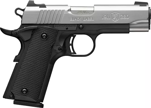 BROWNING 1911-380 STAINLESS – 380ACP 3.58″COMP 8RD BLK/SS