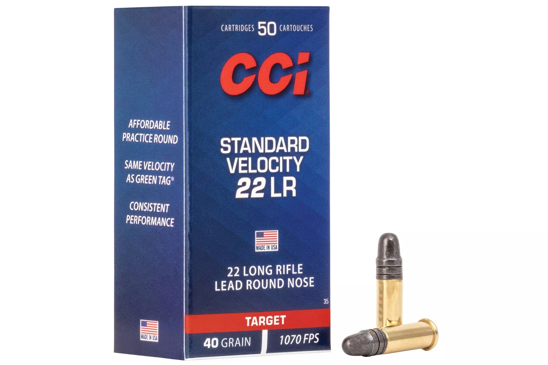 CCI .22LR Lead Round Nose 40 GN LRN Ammo Rimfire Ammo – 50 Rounds – CCI35