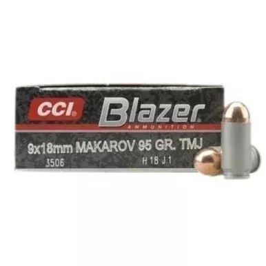 CCI 9mmx18 Makarov 95gr TMJ, 50 per box
