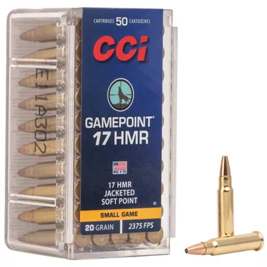 CCI Ammunition Gamepoint, 17HMR, 20 Grain, Jacketed Soft Point, 50 Round Box 52