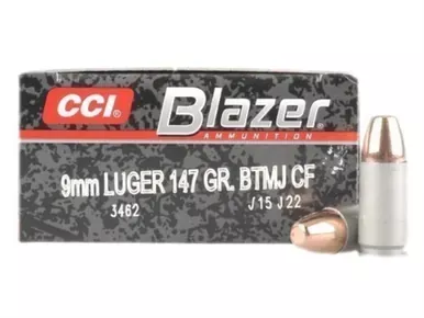 CCI Blazer 9mm 147gr TMJ, Clean Fire, 50 Rnds