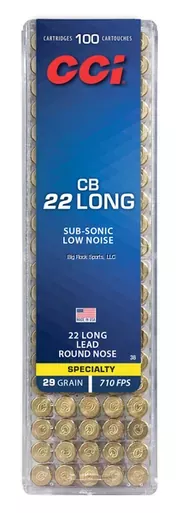 CCI CB Long Rimfire Ammo 22 Long, LRN, 29 Grains, 710 fps, 100 Rounds