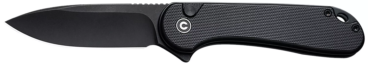 Civivi Knives C18062P-1 Elementum IIEDC 2.96" Folding Drop Point Plain Black Stonewashed Nitro-V Steel Blade, Black Textured G10 Handle