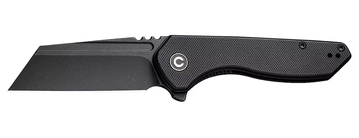 Civivi Knives C23036-1 ExOne2.94" Folding Reverse Tanto Plain Black Stonewashed Nitro-V Steel Blade, Black Textured G10 Handle