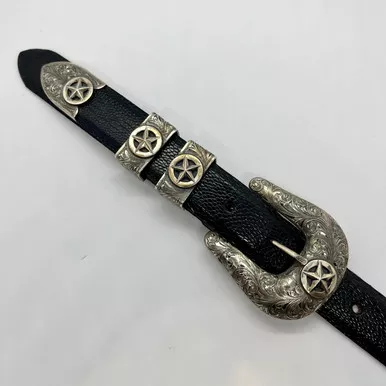 Clint Orms Pecos Sterling Silver 4pc Star Engraved Buckle Set