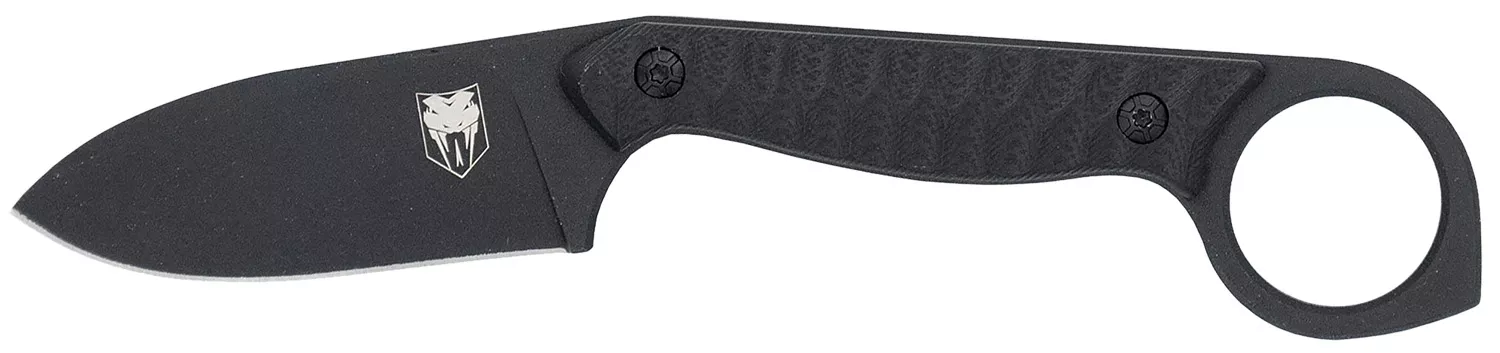 CobraTec Knives CTWLTBLK WolfteethEDC 2.75" Folding Drop Point Plain Black 14C28N Steel Blade, 4.25" Black Textured G10 Scales Handle