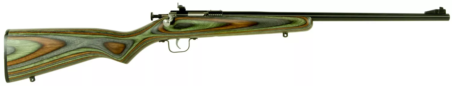 Crickett KSA2252 Youth22 LR 1rd 16.12" Blued Barrel & Receiver, Fixed Front/Adjustable Rear Peep Sights, Camo Laminate Stock w/11.5" LOP, Rebounding Firing Pin Safety