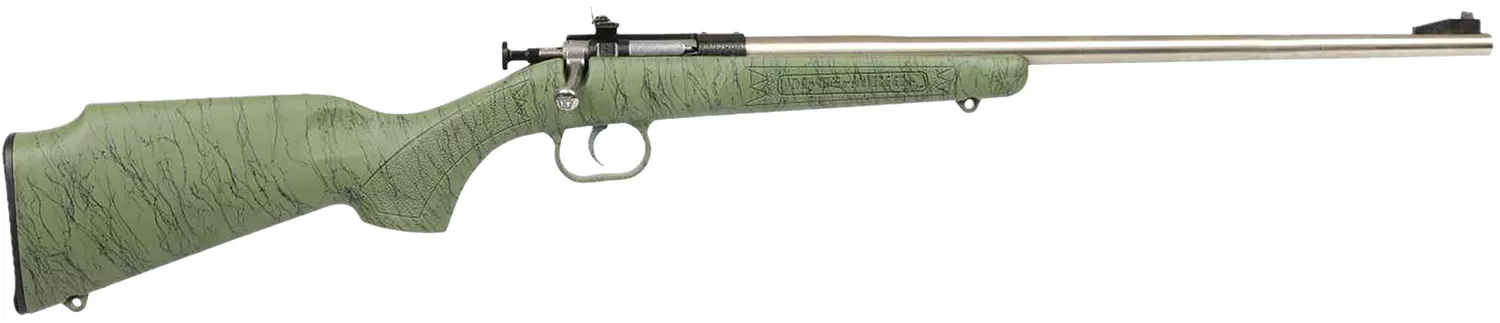 Crickett KSA2442 Gen2Youth 22 LR 1rd 16.13" Stainless Single Shot Barrel, Stainless Steel Receiver, Green w/Black Webbing Fixed Synthetic Stock