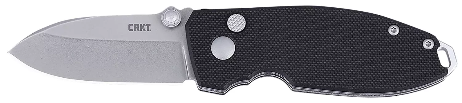 CRKT 2474 SQUIDEDC 2.27″ Folding Plain Stonewashed D2 Steel Blade, Black G10 Handle