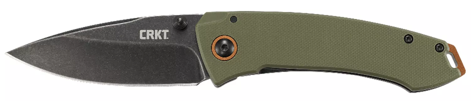 CRKT 2520 Tuna3.22″ Folding Plain Stonewashed 8Cr14MoV SS Blade Black/Green G10/SS Handle Includes Pocket Clip
