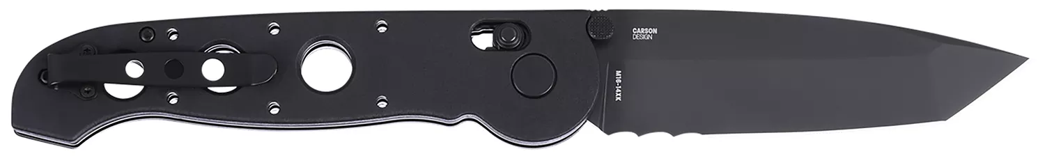 CRKT M1614XK M16 14Xk 3.97″ Folding Tanto Part Serrated Black TiNi D2 Steel Blade, Black Grivory Handle