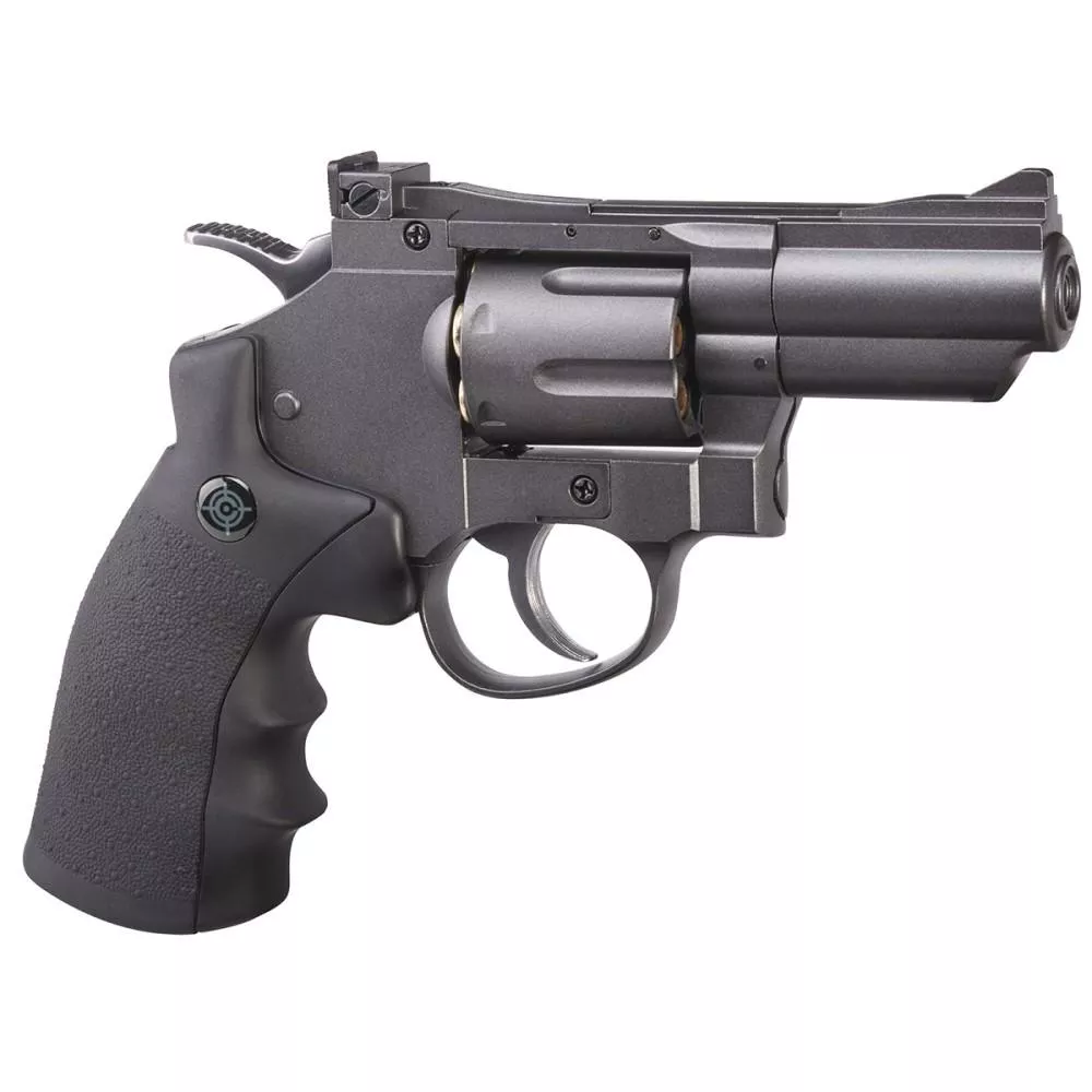 Crosman CO2 Powered Dual Ammo Full Metal Snub Nose Air Revolver .177 cal – Black/Grey
