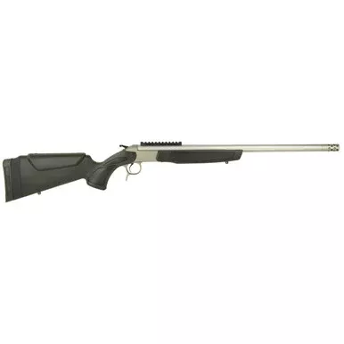 CVA Scout TD Single Shot Rifle 450 BUSHMASTER 22″ Threaded Stainless Barrel Black Stock 0 MOA Pic Rail