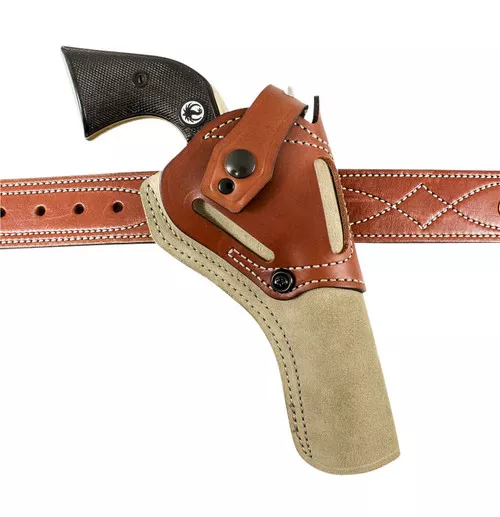 DeSantis Gunhide 189NJ5XZ0 Wild HogOWB Natural Leather Belt Fits Ruger Wrangler 7 1/2" Ambidextrous