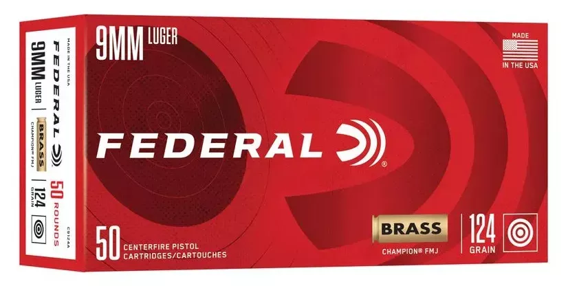 Fed Champion Brass 9mm 124 Grain Fmj 50/20